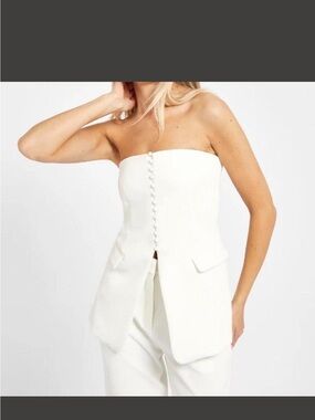 BOA White button up strapless top